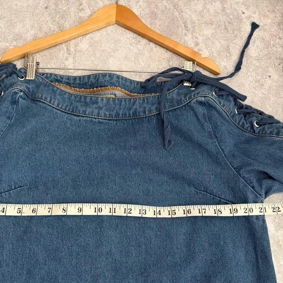 Maeve Anthropologie Denim Tie Shoulder Dress XL - Picture 5 of 9